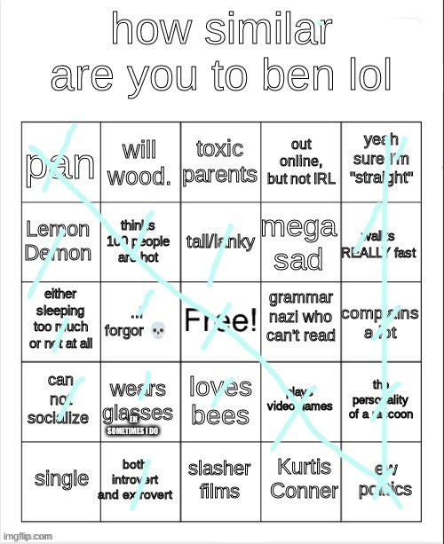 I got 2 bingos - | EH SOMETIMES I DO | made w/ Imgflip meme maker