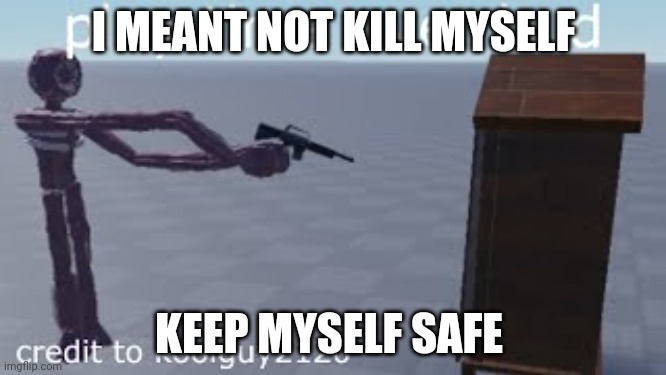 play time over bud | I MEANT NOT KILL MYSELF; KEEP MYSELF SAFE | image tagged in play time over bud | made w/ Imgflip meme maker