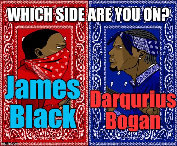 WHICH SIDE ARE YOU ON? | James Black Darqurius Bogan | image tagged in which side are you on | made w/ Imgflip meme maker