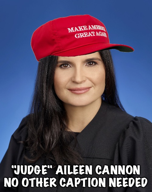 Aileen Cannon maga trump judge | "JUDGE" AILEEN CANNON
NO OTHER CAPTION NEEDED | image tagged in aileen cannon maga trump judge | made w/ Imgflip meme maker