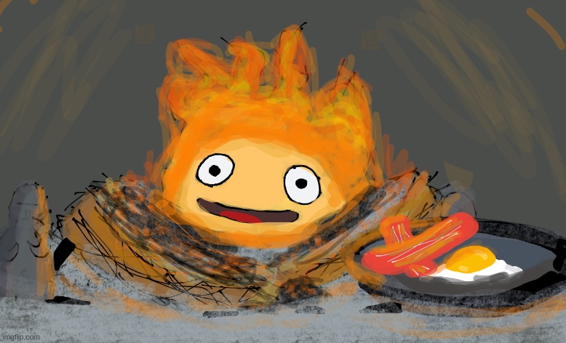 First attempt at digital art. Calcifer from Howl's Moving Castle | made w/ Imgflip meme maker