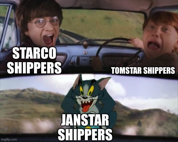 Tom chasing Harry and Ron Weasly | STARCO SHIPPERS; TOMSTAR SHIPPERS; JANSTAR SHIPPERS | image tagged in tom chasing harry and ron weasly,memes,svtfoe,star vs the forces of evil,starco,funny | made w/ Imgflip meme maker