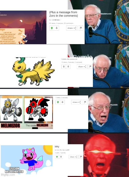 MY REACTION TO LATEST POSTS | image tagged in bernie lazer eyes | made w/ Imgflip meme maker