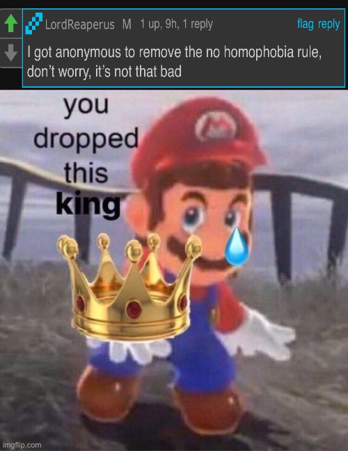 True Chad moment | image tagged in mario you dropped this king | made w/ Imgflip meme maker