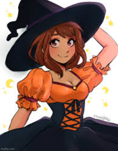 Witch Ochako!!! Art not mine! Happy Soon-to-be Halloween! | made w/ Imgflip meme maker