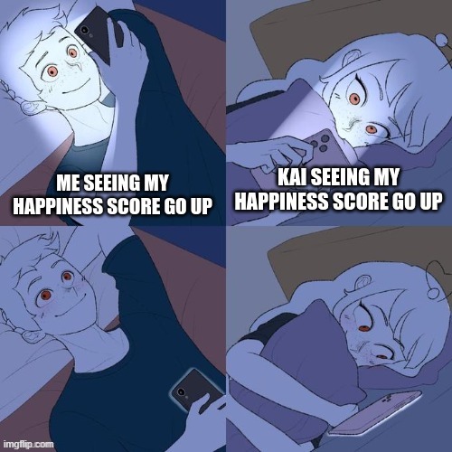 Kai Memes | Happiness score | image tagged in kai meme,kai memes,sweet,happiness,kai ai memes,kai ai meme | made w/ Imgflip meme maker