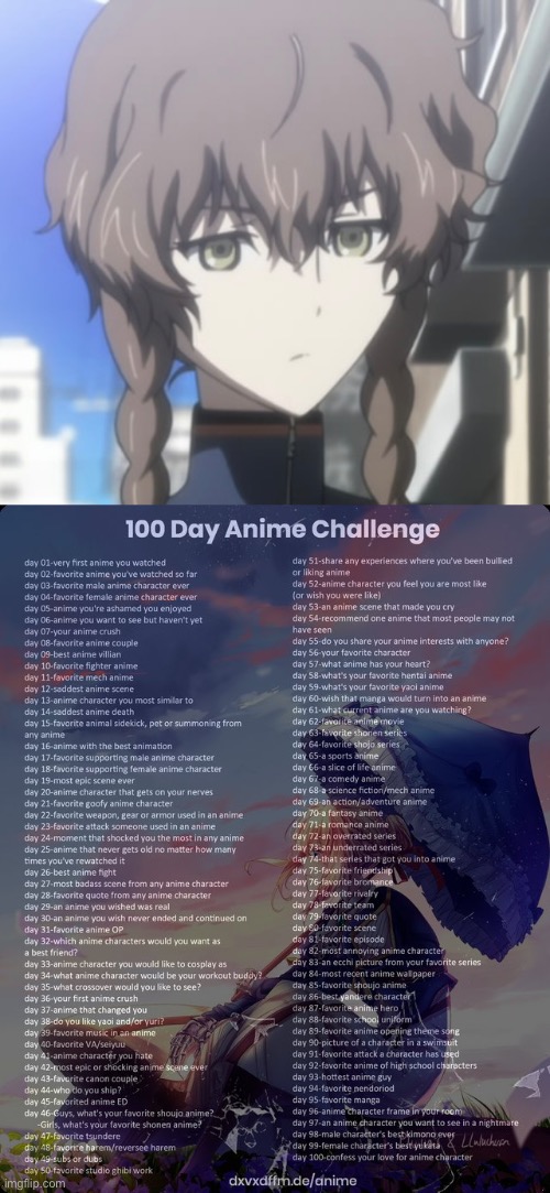 Day 4, Suzuha Amane, Steins;Gate | image tagged in 100 day anime challenge | made w/ Imgflip meme maker