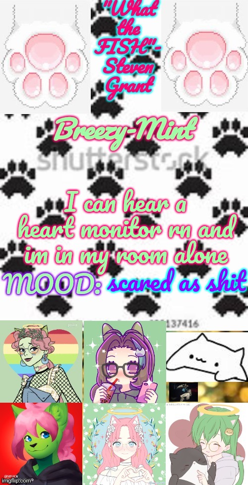 Breezy-Mint | I can hear a heart monitor rn and im in my room alone; scared as shit | image tagged in breezy-mint | made w/ Imgflip meme maker