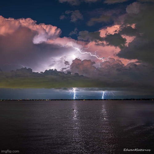 Blue Hour Lightning  Cape Coral, Fl. | image tagged in florida,lightning,sunset,beautiful nature | made w/ Imgflip meme maker
