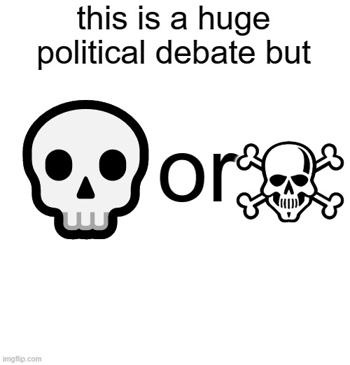 this is a huge political debate but; 💀; ☠; or | made w/ Imgflip meme maker