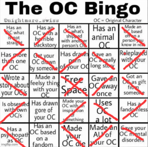 Luna and Ghostie take up a lot of these squares ? | image tagged in the oc bingo | made w/ Imgflip meme maker