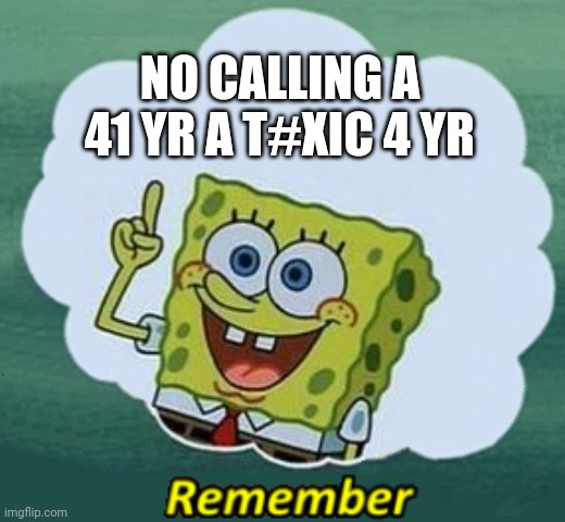 I'm not a toxic. | NO CALLING A 41 YR A T#XIC 4 YR | image tagged in remember | made w/ Imgflip meme maker