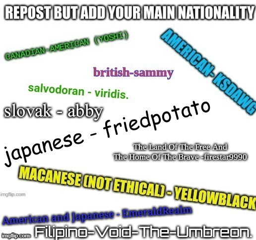 My Nationality Reveal Or Smth Ig - Imgflip