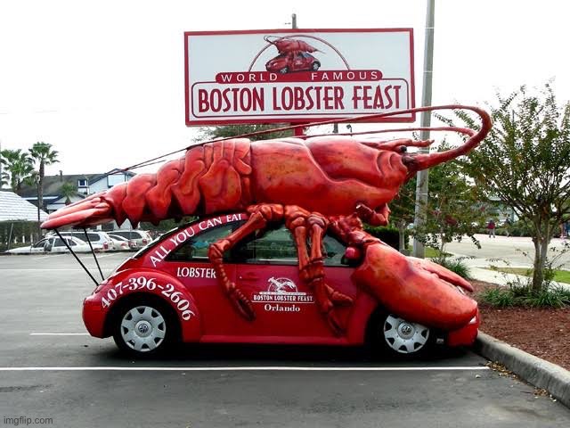 Lobster mobile | image tagged in lobster,car,cars | made w/ Imgflip meme maker