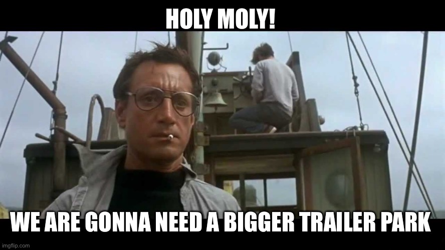 Jaws bigger boat | HOLY MOLY! WE ARE GONNA NEED A BIGGER TRAILER PARK | image tagged in jaws bigger boat | made w/ Imgflip meme maker