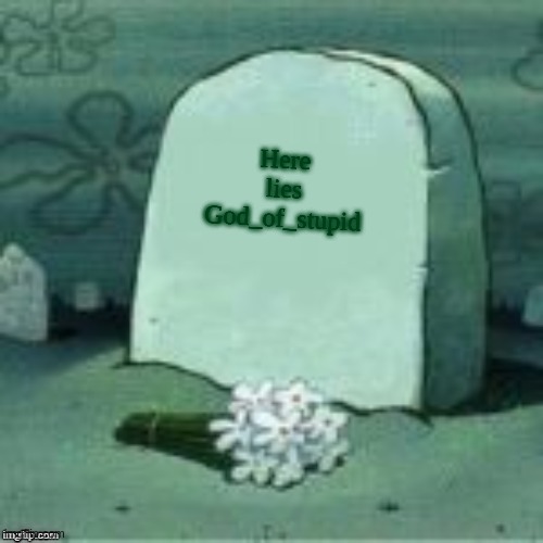 Here Lies X | Here lies God_of_stupid | image tagged in here lies x | made w/ Imgflip meme maker