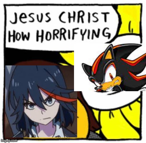 when you find out about ryuko's mom | image tagged in jesus christ how horrifying,shadow the hedgehog,kill la kill | made w/ Imgflip meme maker