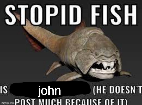 stopid fish is blank (he doesn't post much because of it) | john | image tagged in stopid fish is blank he doesn't post much because of it | made w/ Imgflip meme maker