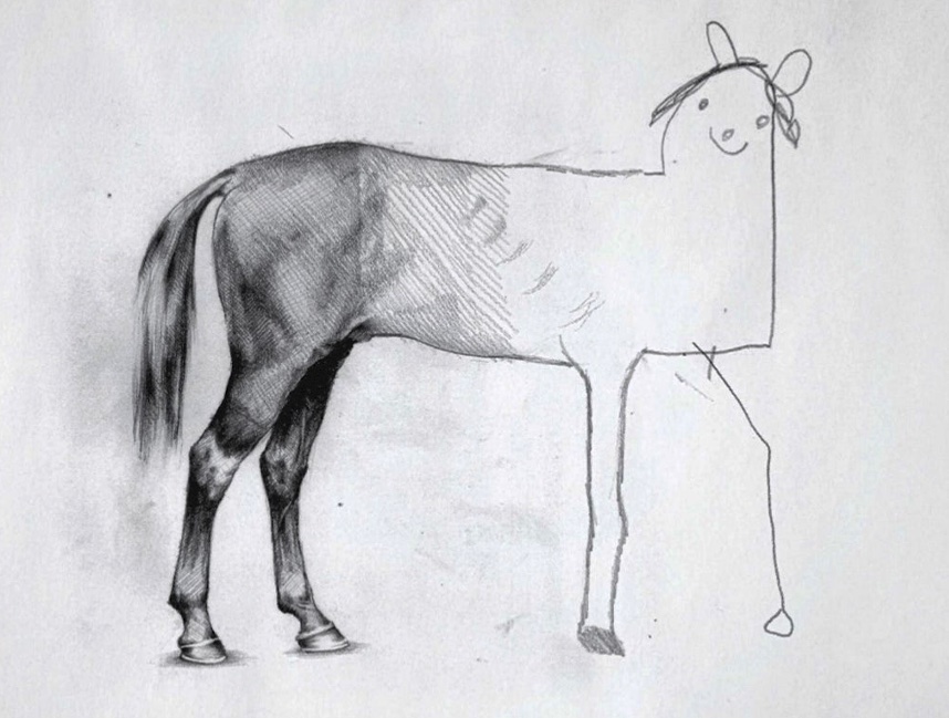 Horse Drawing Unfinished (better quality) Blank Meme Template