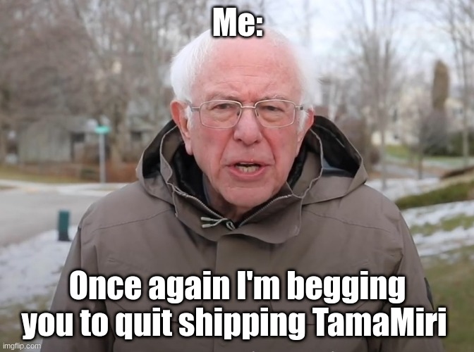 No more TamaMiri! | Me:; Once again I'm begging you to quit shipping TamaMiri | image tagged in bernie sanders once again asking | made w/ Imgflip meme maker