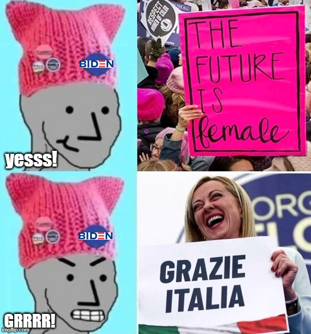 The Left fears Her PM Giorgia Meloni |  yesss! GRRRR! | image tagged in female,democrats,giorgia meloni,italy,prime minister,metoo | made w/ Imgflip meme maker