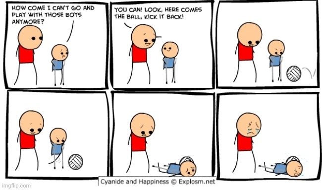 The ball | image tagged in comics,comics/cartoons,ball,kick,boys,cyanide and happiness | made w/ Imgflip meme maker