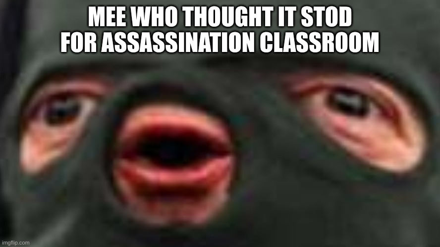 oof | MEE WHO THOUGHT IT STOD FOR ASSASSINATION CLASSROOM | image tagged in oof | made w/ Imgflip meme maker