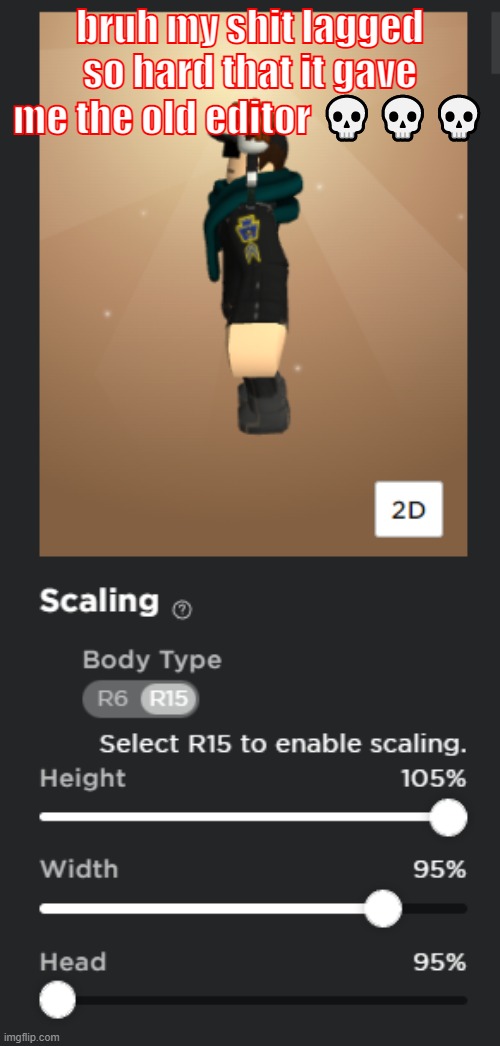 bruh | bruh my shit lagged so hard that it gave me the old editor 💀💀💀 | image tagged in roblox,wtf | made w/ Imgflip meme maker