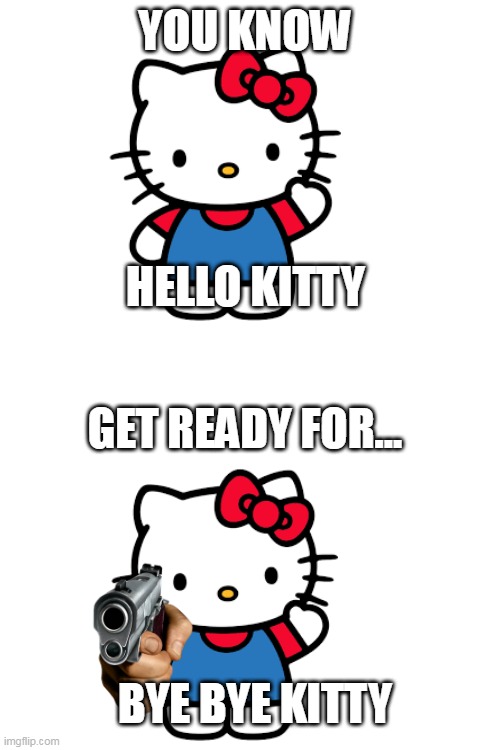Kitty | YOU KNOW; HELLO KITTY; GET READY FOR... BYE BYE KITTY | image tagged in blank white template | made w/ Imgflip meme maker