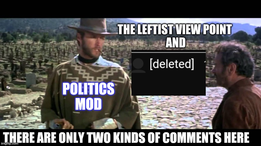 Pretty much sums it up | THE LEFTIST VIEW POINT 
AND; POLITICS MOD; THERE ARE ONLY TWO KINDS OF COMMENTS HERE | image tagged in two kinds of people in this world | made w/ Imgflip meme maker