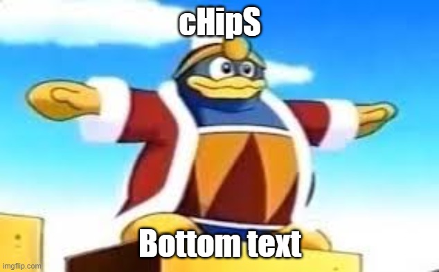 King Dedede Tpose | cHipS Bottom text | image tagged in king dedede tpose | made w/ Imgflip meme maker