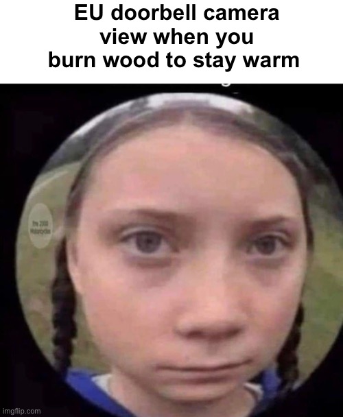 Green growing pains | EU doorbell camera view when you burn wood to stay warm | image tagged in politics lol,memes | made w/ Imgflip meme maker