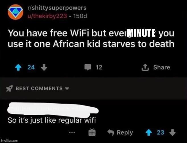 Wifi | MINUTE | image tagged in wifi,africa,children,starvation | made w/ Imgflip meme maker