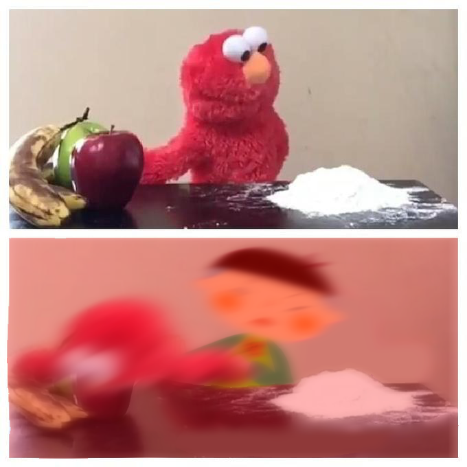 Tee forcing Elmo to choose Veggies Blank Meme Template