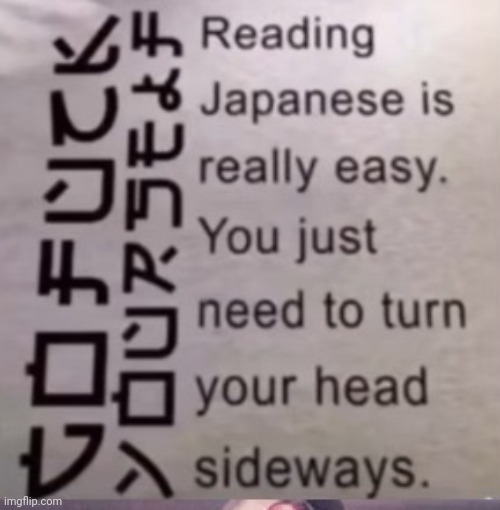 Reading Japanese is easy | image tagged in reading japanese is easy | made w/ Imgflip meme maker