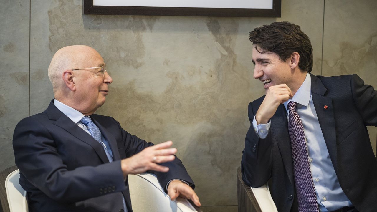 High Quality Justin Trudeau and Klaus Schwab Blank Meme Template