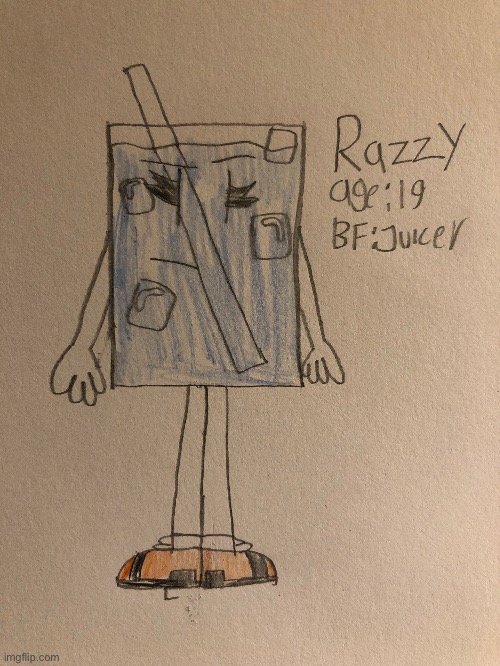 Meet Razzy, Juicer’s girlfriend | image tagged in razzy,juicer,ocs | made w/ Imgflip meme maker
