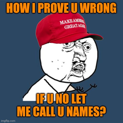 Y U No Meme | HOW I PROVE U WRONG IF U NO LET ME CALL U NAMES? | image tagged in memes,y u no | made w/ Imgflip meme maker