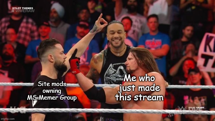 AJ Styles Middle Finger | Site mods owning MS Memer Group; Me who just made this stream | image tagged in aj styles middle finger | made w/ Imgflip meme maker