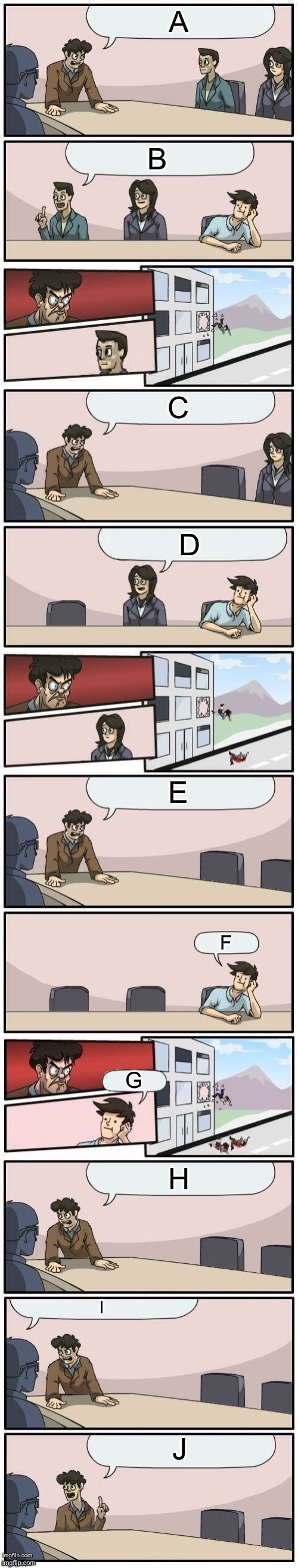 K | A; B; C; D; E; F; G; H; I; J | image tagged in extended boardroom meeting suggestion | made w/ Imgflip meme maker