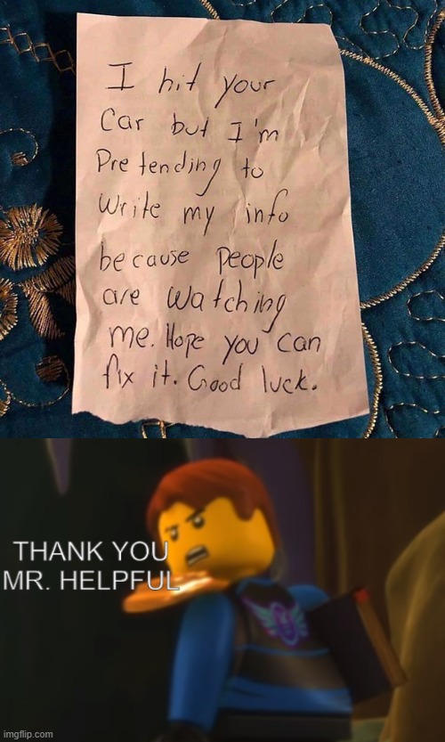 imagine if someone did this to your car | image tagged in thank you mr helpful | made w/ Imgflip meme maker