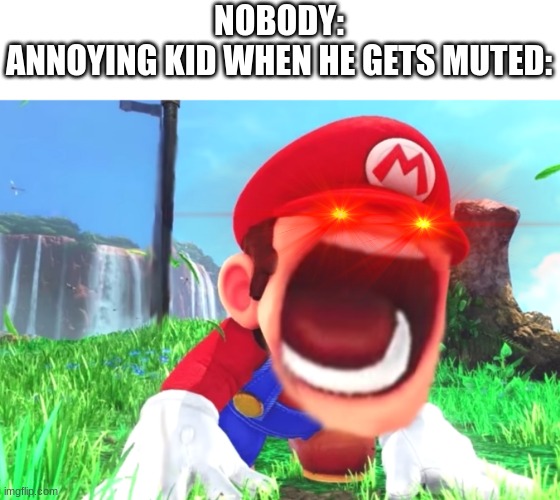 grrrrrrrrrrrrrrrrrrrrrrarararaaraararararrararaaaaaaaaaaa!!!!!!!!!!!!!!!!!!!!!!!!!!!!!!!!!!!!!!!!!!!!!!!!!!!!!!!!!!!!!!!!!!!!!!! | NOBODY:
ANNOYING KID WHEN HE GETS MUTED: | image tagged in mario screaming | made w/ Imgflip meme maker