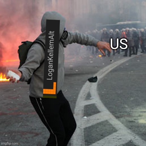 man throwing brick at riot police | US | image tagged in man throwing brick at riot police | made w/ Imgflip meme maker