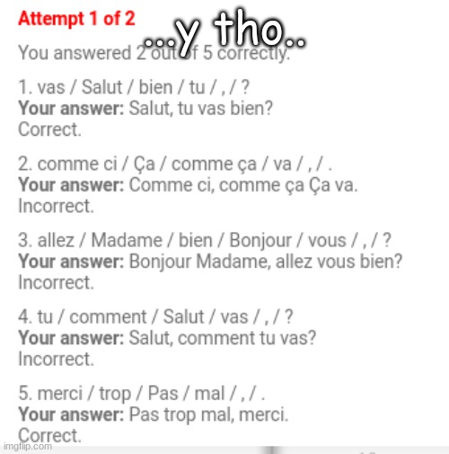 French is hard to learn .-. | ...y tho.. | image tagged in oof | made w/ Imgflip meme maker