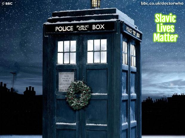 Tardis Christmas Doctor Who  | Slavic Lives Matter | image tagged in tardis christmas doctor who,slavic,slavic star trek,blm | made w/ Imgflip meme maker