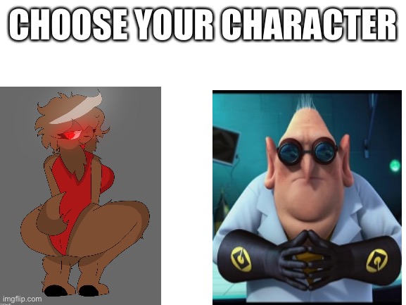 Blank White Template | CHOOSE YOUR CHARACTER | image tagged in blank white template | made w/ Imgflip meme maker