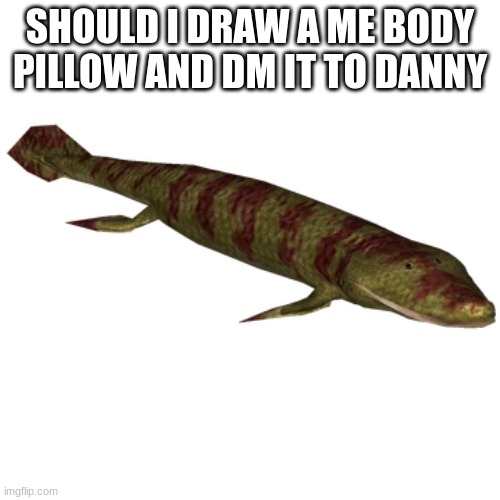 Tiktaalik | SHOULD I DRAW A ME BODY PILLOW AND DM IT TO DANNY | image tagged in tiktaalik | made w/ Imgflip meme maker