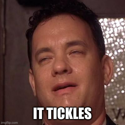 Tom Hanks Orgasm | IT TICKLES | image tagged in tom hanks orgasm | made w/ Imgflip meme maker