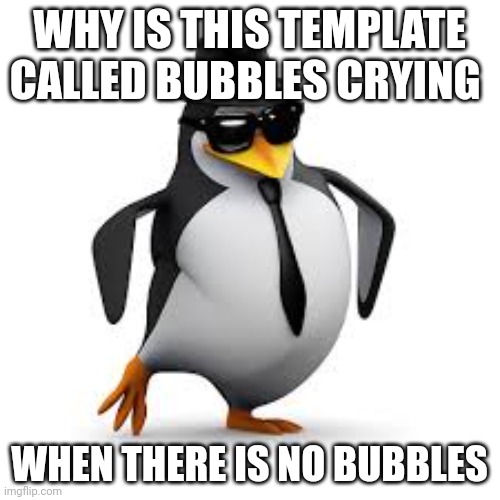 Bubbles crying | WHY IS THIS TEMPLATE CALLED BUBBLES CRYING; WHEN THERE IS NO BUBBLES | image tagged in bubbles crying | made w/ Imgflip meme maker