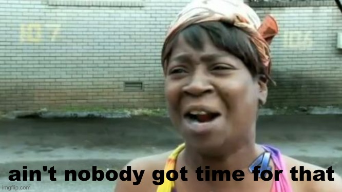 Ain't Nobody Got Time For That Meme | ain't nobody got time for that | image tagged in memes,ain't nobody got time for that | made w/ Imgflip meme maker